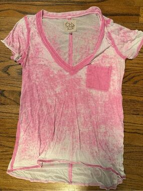 Chaser Pink and White Tie-Dye Crewneck Tank